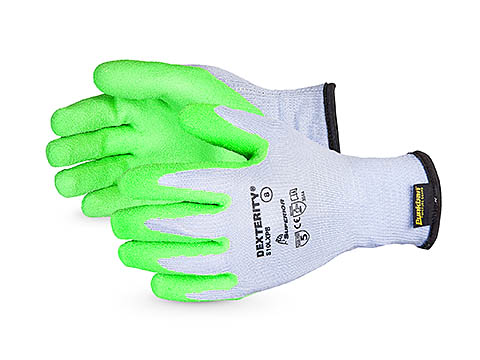 GLOVE COTTON POLY GRAY;10G LATEX PALM HI VIZ - Latex, Supported